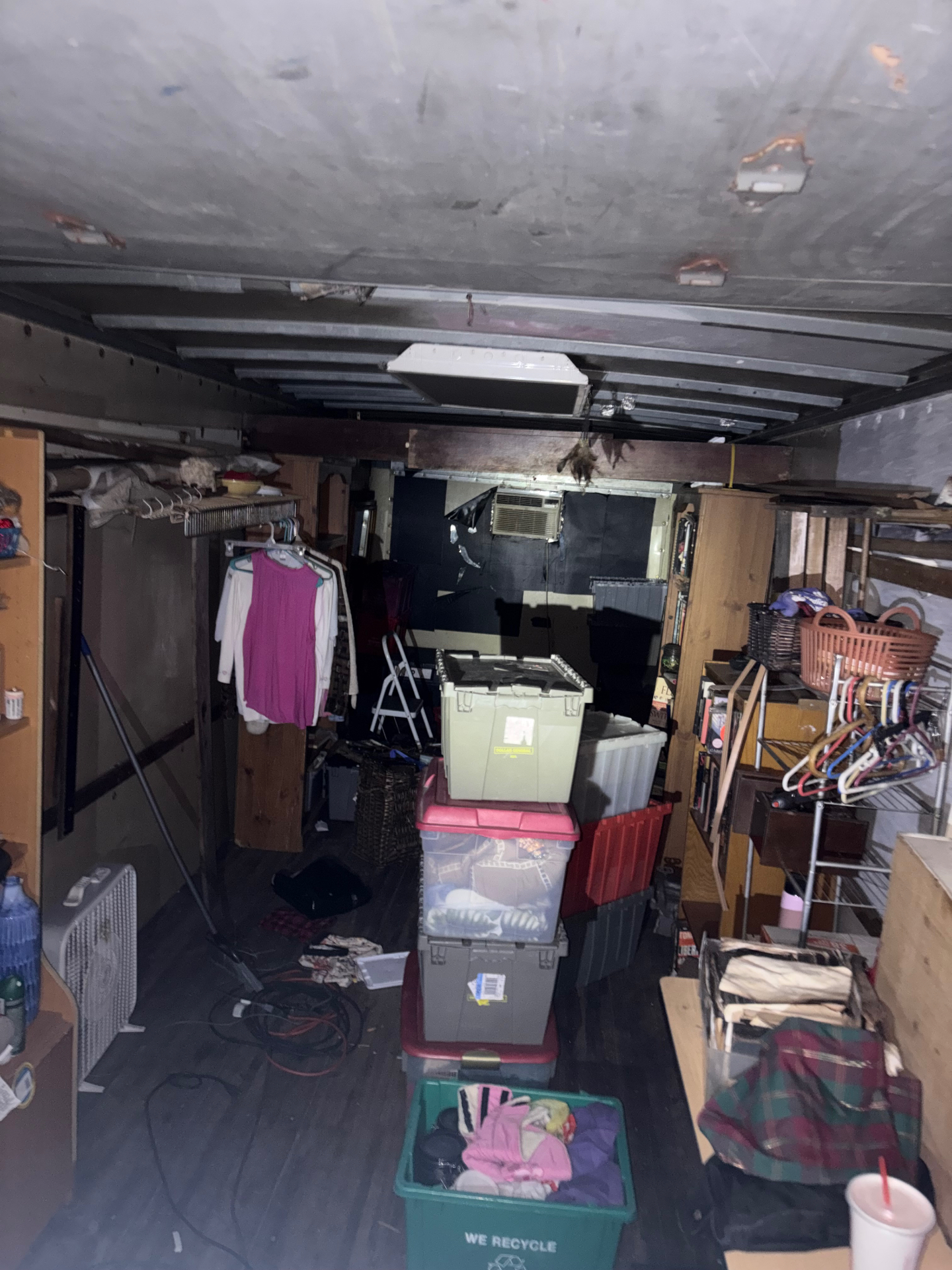 Cluttered storage space cleanout - before cleaning